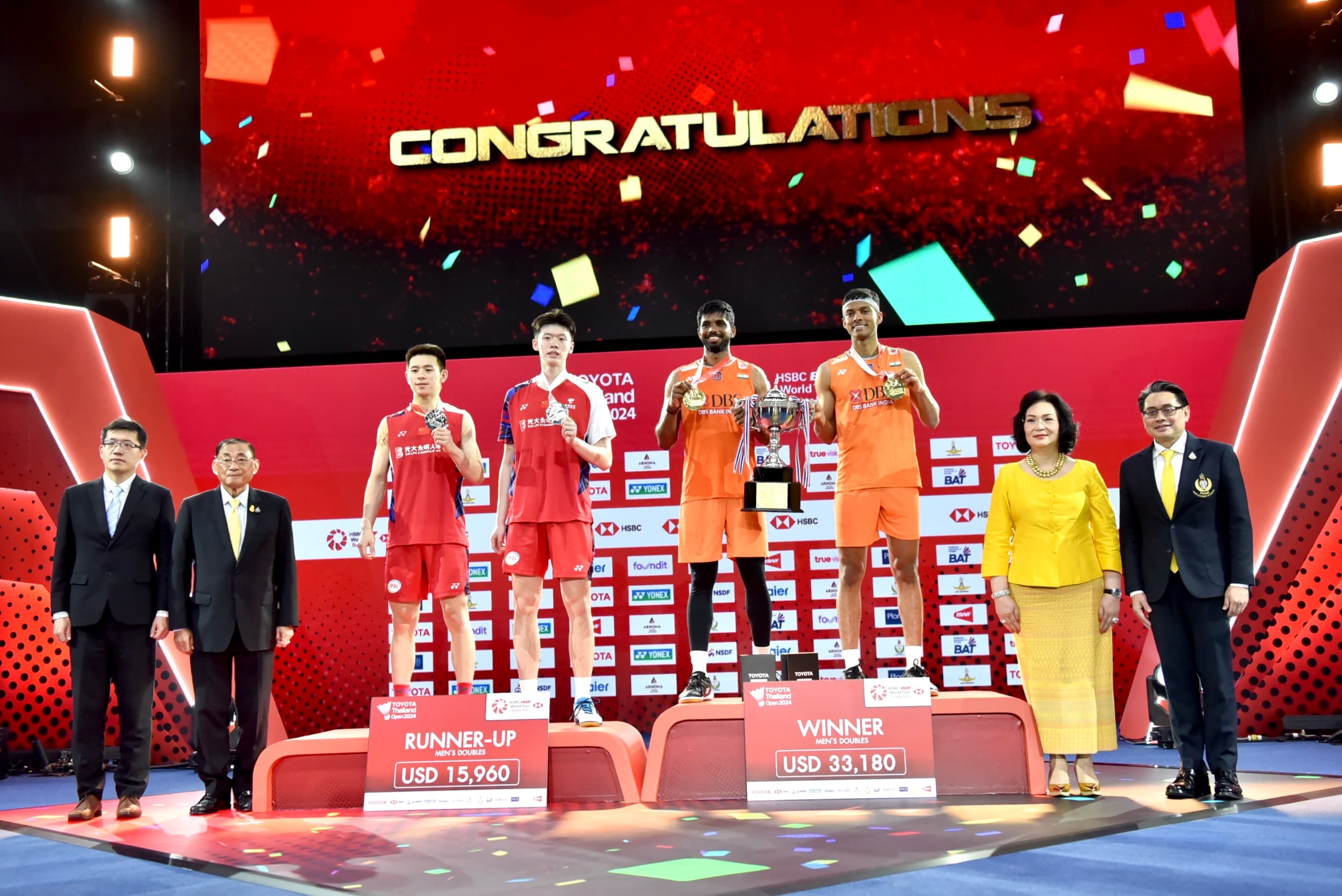 รมว.เสริมศักดิ์ ร่วมมอบเหรียญรางวัลศึกแบดมินตัน เอชเอสบีซี บีดับเบิ้ลยูเอฟ เวิลด์ ทัวร์ ซูเปอร์ 500 ในรายการ "โตโยต้า ไทยแลนด์ โอเพ่น 2024" (TOYOTA Thailand Open 2024) ชิงถ้วยพระราชทานพระบาทสมเด็จพระเจ้าอยู่หัว